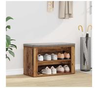 Shoe Storage Bench Old Wood 75x35x45cm Engineered Wood 2-Shelf Hallway Seat Eco