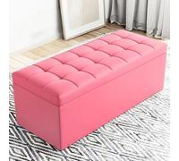 Shoe Storage Bench, Rectangular Storage Ottoman Bench with Doors and Leather Seat Cushion Pink 15.7" Perfect for Bedroom End of Bed Changing Stool Living Room Office")