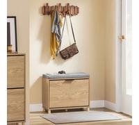 SoBuy FSR199-N, Shoe Storage Bench Seat Wooden Shoe Rack Cabinet Flip Drawer + Padded Cushion Hallway Entryway Furniture Compact Unit for Small Spaces