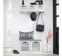 Sobuy Hallway Storage Bench Shoe Cabinet With Seat Cushion And 2 Doors White
