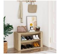 Shoe Storage Bench Sonoma Oak 75x35x45cm Engineered Wood 2-Shelf Hallway Seat UK