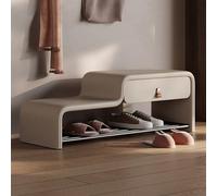 Shoe Storage Bench with Cushion Seat, Entryway Storage Rack with Drawer, Farmhouse Style Organizer for Entryway, Living Room, Bedroom, Space-Saving Design