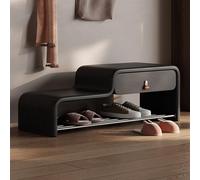 Shoe Storage Bench with Cushion Seat, Entryway Storage Rack with Drawer, Farmhouse Style Organizer for Entryway, Living Room, Bedroom, Space-Saving Design