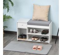 Shoe Storage Bench with Drawer 3 Compartments Cushion Home HOMCOM White One Size