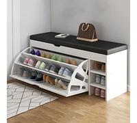 Shoe Storage Bench with Hidden Shoe Rack, 100x30x51 Cm, Modern Entryway Decorative Furniture, Leather Entryway Shoe Bench Seat Shoe Organizer Cabinet, A - Field Oak + Black