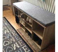 Shoe Storage Bench Wooden Footwear Rack With Cushion Hallway Padded Seater Oak