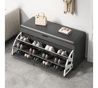 Shoe Storage Benches with 3 Flip Drawers, Shoe Bench and Padded Cushion, Shoe Cabinet with Bench, Hidden Shoe Rack Organizer, for Foyer, Hallway, Mudroom