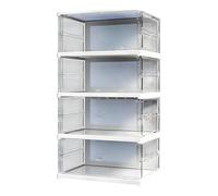 Shoe Storage Box - Clear Shoe Display Box - Foldable 4-8 Tier PP Sneaker Organizer With Magnetic Door | Stackable Dustproof Storage Bin For Entryway Closet Bedroom Wardrobe Hallway 141cm