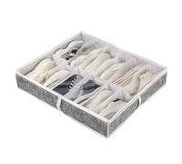 Shoe Storage Box Cloth Toy Organizer Adjustable Space Saving with Large Capacity Foldable Design Zipper Closure Multi-functional Container for Closet Dark Gray