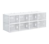 Shoe Storage Boxes 8-Pack Clear White PP Plastic 25x35x19cm Stackable Ventilated
