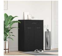 Shoe Storage Cabinet 60x35x84cm Black Oak Engineered Wood 4 Shelves Slim Drawer