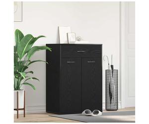 Shoe Storage Cabinet 60x35x84cm Black Oak Engineered Wood 4 Shelves Slim Drawer