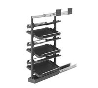 Shoe Storage Cabinet - Adjustable 7-Tier Pull-Out Rack for Closet, Slimline Tall Rattan Sideboard, Narrow Design for Hallway, Retractable Metal Vertical