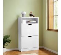 Shoe Storage Cabinet, Adjustable Divider, for 11-16 Pairs of Shoes, White / 3 Tier (24 x 60 x 102 cm)