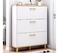 Shoe Storage Cabinet Cabinets Hallway Slim Cupboard Cupboards Hallways Slimline Tall Rattan Sideboard,Shoe Cabinet with 3 Flip Drawers & 2 Storage Drawers, Narrow Entryway Shoe Rack Organize