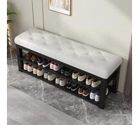 Shoe Storage Cabinet Cabinets Hallway Slim Cupboard Cupboards Hallways Slimline Tall Rattan Sideboard Narrow Large,2-Tier Shoe Rack, Shoe Bench, Shoe Storage Bench, with Padded Seat, Farmhou