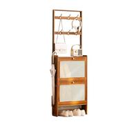 Shoe Storage Cabinet Cabinets Hallway Slim Cupboard Cupboards Hallways Slimline Tall Rattan Sideboard,Shoe Cabinet Storage with Flip Drawers and Coat Rack, Free Standing Bamboo Narrow Shoe S