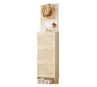Shoe Storage Cabinet Cabinets Hallway Slim Cupboard Cupboards Hallways Slimline Tall Rattan Sideboard Narrow Large，Shoe Cabinet Storage with Flip Drawers and Coat Rack, Free Standing Bamboo