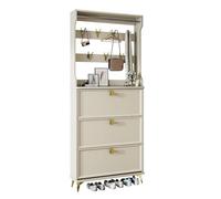 Shoe Storage Cabinet Cabinets Hallway Slim Cupboard Cupboards Hallways Slimline Tall Rattan Sideboard Narrow Large,Freestanding Shoe Cabinet with 3 Flip Drawers Space Saving Shoe Storage and