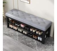 Shoe Storage Cabinet Cabinets Hallway Slim Cupboard Cupboards Hallways Slimline Tall Rattan Sideboard Narrow Large,2-Tier Shoe Rack, Shoe Bench, Shoe Storage Bench, with Padded Seat, Farmhou