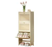 Shoe Storage Cabinet Cabinets Hallway Slim Cupboard Cupboards Hallways Slimline Tall Rattan Sideboard Narrow Large，Rattan Shoe Cabinet with 2/3 Flip Drawers - Free Standing Narrow Wooden Sto