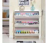 Shoe Storage Cabinet Cabinets Hallway Slim Cupboard Cupboards Hallways Slimline Tall Rattan Sideboard Narrow Large，Shoe Storage Organiser Cupboard with Flip Drawers and Adjustable Shelves, N