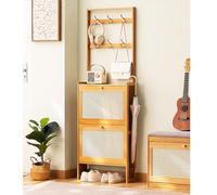 Shoe Storage Cabinet Cabinets Hallway Slim Cupboard Cupboards Hallways Slimline Tall Rattan Sideboard Narrow Large，Rattan Shoe Cabinet with Hooks, Entryway Cabinet Bamboo Shoe Rack with 2/3