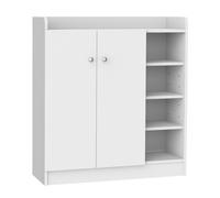 HOMCOM Large Shoe Storage Cabinet, Hallway Organiser with 2 Doors & 4 Adjustable Shelves, Sleek White Aosom UK