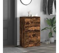 Shoe Storage Cabinet - Modern 2 Door Shoe Rack for Hallway & Bedroom, Compact Design, Space Saving, Stylish Grey & Rustic Finish, Dimensions 60x34x96.5 cm