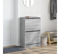 Shoe Storage Cabinet - Modern 2 Door Shoe Rack for Hallway & Bedroom, Compact Design, Space Saving, Stylish Grey & Rustic Finish, Dimensions 60x34x96.5 cm