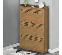Shoe Storage Cabinet Organizer, Wooden Flip Door Unit, 3 Tier Design for Bedroom and Entryway, Slim Storage Solution