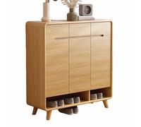 Shoe Storage Cabinet - Slimline Tall Wooden Cupboard for Hallway - Narrow Rattan Sideboard for Organized Shoe Storage - Space-Saving Solution