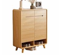 Shoe Storage Cabinet - Slimline Tall Wooden Cupboard for Hallway - Narrow Rattan Sideboard for Organized Shoe Storage - Space-Saving Solution