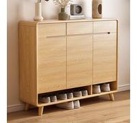 Shoe Storage Cabinet - Slimline Tall Wooden Cupboard for Hallway - Narrow Rattan Sideboard for Organized Shoe Storage - Space-Saving Solution