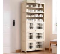 Shoe Storage Cabinet with Breathable Louvered Doors, Large Capacity Adjustable Shelves for Entryway, Wardrobe, Hallways, and Bedroom Organization