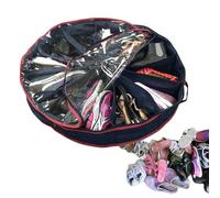 Shoe Storage Organizer - Round Fabric Shoe Bag with 10 Dividers | Multifunction Travel Shoe Pouch | Portable Closet Organizer with Clear Cover for Household Storage and Organization