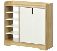 HOMCOM Shoe Cabinet Shoe Storage Organizer With Five Open Shelves, Natural