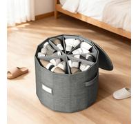 Shoe Storage Rack, Cylindrical Wardrobe Shoe Organiser with Adjustable Shelves, Foldable Shoe Storage Box for Closet Bedroom