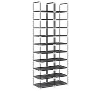 vidaXL Shoe Racks 2 pcs 10-Tier Black 33x33x174 cm Non-woven Fabric