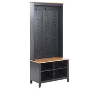 Shoe Storage with Coat Rack DURACK Black/ Light Brown