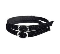 Shoe Straps for Heels - PU Leather Ankle Strap Extender, DIY Invisible Elastic High Heel Support, Size Metal Buckle Fastener, 9g Sueded Mirror Matte Black, Anti-Slip-Off Fit - for Loose Shoes