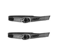 Shoe Straps for Heels - PU Leather Ankle Strap Extender, DIY Invisible Elastic High Heel Support, Size Metal Buckle Fastener, 9g Sueded Mirror Matte Black, Anti-Slip-Off Fit - for Loose Shoes