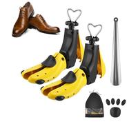 Shoe Stretcher, 2 Pieces Shoe Trees for Women and Men, 4-Way Boot Widener Stretch Width & Length, Adjustable Leather Boot Expander Stretcher for Wide Feets, Shoe Expander for Boots, Sneakers (8-12.5)