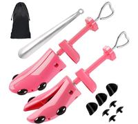 Shoe Stretcher Women, Pair of 4-way Adjustable Shoe Widener Expander to Stretch Length Width Height for Wide Feet, Tough Plastic Shoe Tree Shaper with Bonus 12 Bunion Plugs, Medium