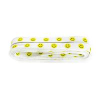 Shoe String Fashion White- Yellow Face(2 Pairs) Flat Shoelaces 100cm, printed, suitable for trainers and casual shoes