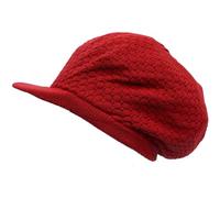 Shoe String King Men's Rasta Dread Knit Tam Hat - Dreadlocks Cap One Size Large Round Solid Red, with Brim