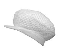 Shoe String King Men's Rasta Dread Knit Tam Hat - Dreadlocks Cap One Size Large Round Solid White, with Brim