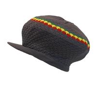 Shoe String King SSK Rasta Knit Tam Hat Dreadlock Cap (Large Round Gray/Red/YEL/Grn w/Brim)