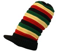 Shoe String King SSK Rasta Knit Tam Hat Dreadlock Cap. Multiple Designs and Sizes., Long Blk/Red/Yel/Grn Fat Stripe W/Brim, One size