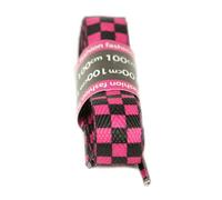Shoe String UK Laces hand tagged to length 1 pair - fashion 100cm black/pink checkerboard lace